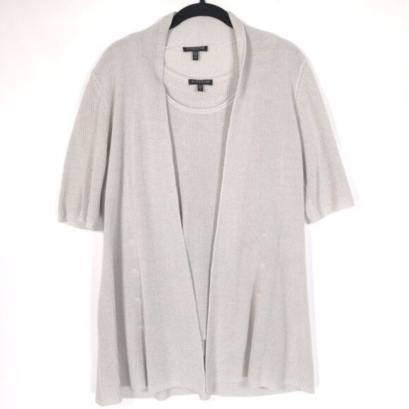 EILEEN FISHER PETITE ITALIAN YARN SILK Blend Set Cardigan + Tank Top Size PM‎ - Picture 1 of 14